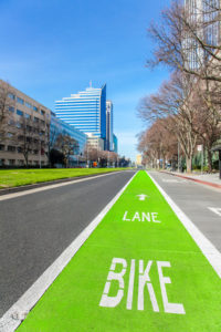 Bright green bike lane in Sacramento to help prevent Sacramento bike accidents